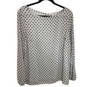 Nine West Black and White Long Sleeve Relaxed Blouse